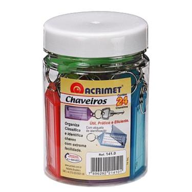 Imagem de Organizador De Chaves Pote Com 24 Chaveiros  Coloridos Acrim - Acrimet