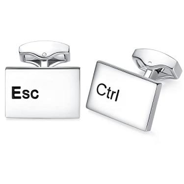 Imagem de Abotoaduras para Ctrl Esc da HONEY BEAR para Camisa Masculina Presente de Casamento 15mm Prata