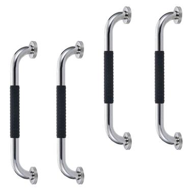 Imagem de Barra de Apoio 30cm Inox Suporte Antiderrapante Kit 4 unidades Criança Idoso Cadeirante Gestante Banheiro Box Acessibilidade