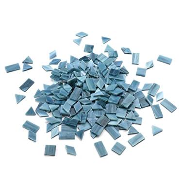 Imagem de Lanyani Azulejos de mosaico de vidro para artesanato, 4 formas de azulejos de vidro coloridos mistos Tiffany, 200 peças, quadrado/retângulo/diamante/triângulo, cinza