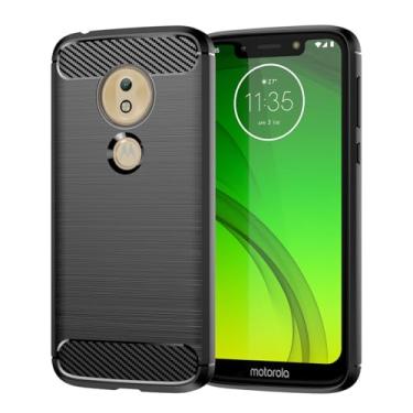 Imagem de GTBDEKI Capa para Moto G7 Play, Motorola G7 Play/T-Mobile Revvlry, capa traseira de silicone fino à prova de choque de fibra de carbono para Motorola Moto G7 Play preta