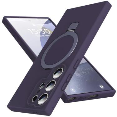 Imagem de KMAMBAG Capa Mag-Ring para Galaxy S24 Ultra, silicone líquido [fator hidratante] Capa para celular Exreme macia e fina com suporte [compatível com MagSafe] para Samsung Galaxy S24 Ultra 6,8 polegadas