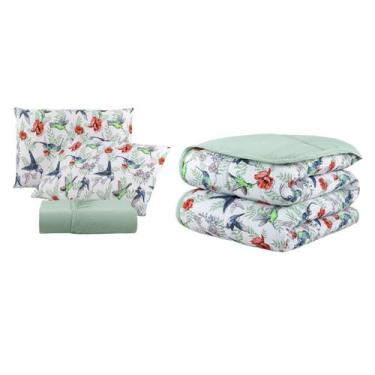 Imagem de Kit Edredom Casal Queen 04 Pçs Malha 100% Algodão Dupla Face - Malucas