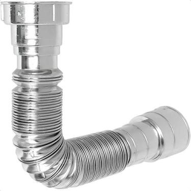 Imagem de Sifão De Plástico Cromado Sanfonado Universal Para Pia Cuba Cozinha Ba