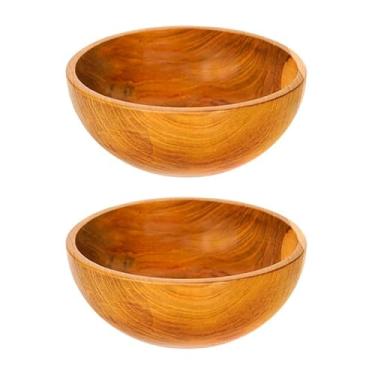 Imagem de Rainforest Bowls Conjunto de 2 tigelas de madeira de teca javanesa redondas regulares de 15 cm - perfeitas para uso diário, adequado para quente e frio, ultra durável - tigelas de madeira maciça