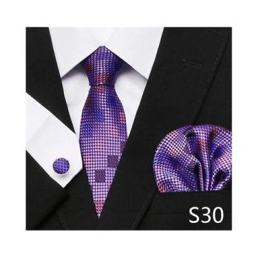 Imagem de Conjunto de Abotoaduras e Gravata Xadrez Vermelha para Homens - Ideal 