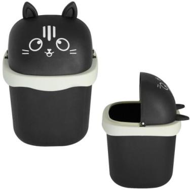 Imagem de Lixeira de Mesa Com Tampa Porta Treco Fofinha 1,5L Keita, PRETO