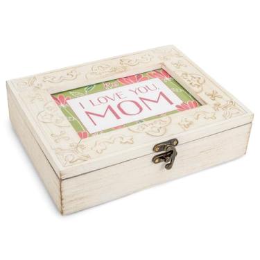 Imagem de Cottage Garden Caixa de música I Love You Mom 15 x 6 cm envelhecida marfim MDF madeira Petite Jewelry Keepsake Music Box Plays You Are My Sunshine