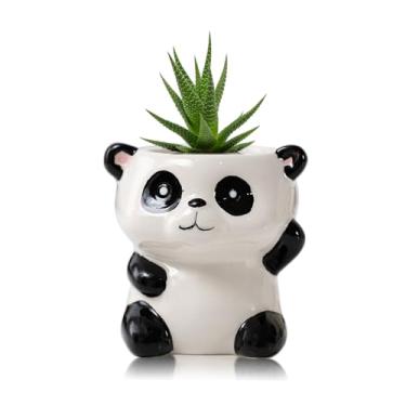 Imagem de DIYOMR Vaso de animais fofos, mini vaso de flores suculentas de cerâmica em forma de animal, suporte de plantas de ar interno, plantador de cacto decorativo liso e brilhante - plantas não incluídas