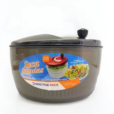 Imagem de Centrifuga Seca Saladas Secador de Vegetais Folhas Legumes Manual com Tampa, Plástico Transparente (Fumê)