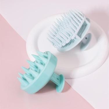Imagem de 2 peças/conjunto de escova de cabelo de silicone shampoo couro cabeludo massagem pente escova de cabelo completamente limpa salão de beleza ferramentas de cabelo especial para perucas de cabelo real (