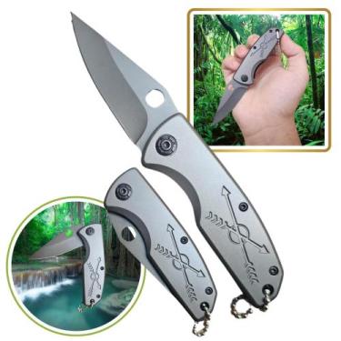 Imagem de Canivete De Bolso Flecha Prateado Portátil Dobrável Aço Inoxidável Cam