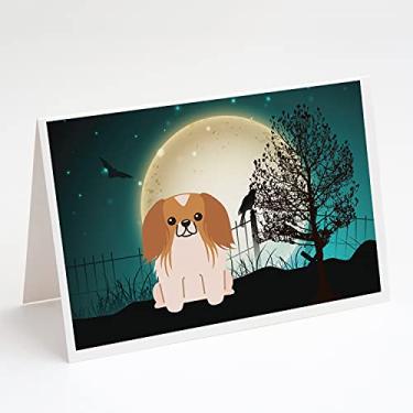 Imagem de Caroline's Treasures BB2293GCA7P Cartões de felicitações e envelopes vermelho-pekingese assustador e branco, pacote com 8, 7 x 5, multicolorido