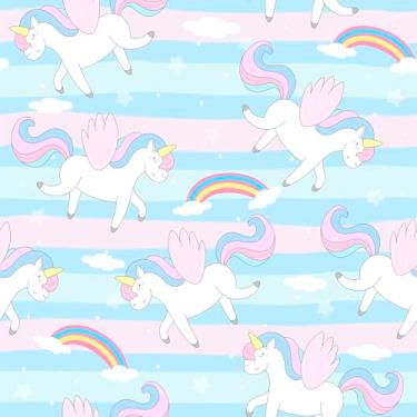 Imagem de Papel De Parede Adesivo Quarto Arco Iris Unicórnio 12m