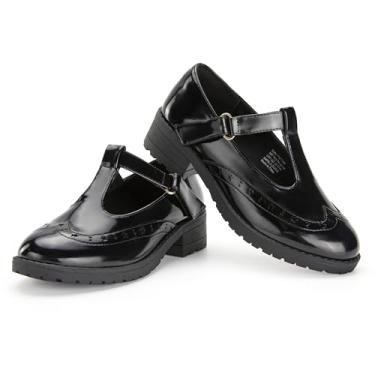 Imagem de Sapatilhas Mary Jane para meninas pequenas, grandes, festa de casamento, princesa, uniforme escolar, balé, preto, branco, clássico, tira em T, salto baixo, gancho e laço, sola macia, bico fechado