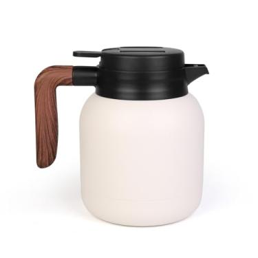 Imagem de Garrafa térmica de café de 1,190 g, jarra térmica isolada, jarra de café de aço inoxidável para manter quente/fria, bebida, água, chá, café, dispensador, branca