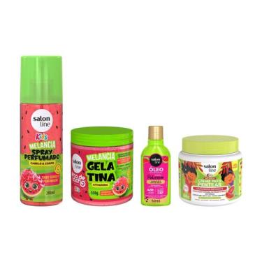 Imagem de Kit Melancia com Spray + Creme para Pentear 500gr + Gelatina + óleo Re