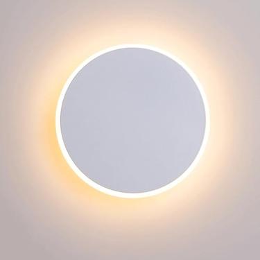 Imagem de Luminária de parede moderna para decoração de casa, luminária de parede LED redonda, luminária de parede circular de metal com fio, 3000K, arandelas de parede de cabeceira, corredor, escadas