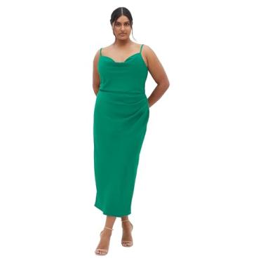 Imagem de City Chic Vestido feminino plus size - Mali Side Gathering Front Split, Verde, 50