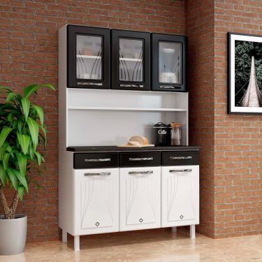 Imagem de Armário De Cozinha De Aço Kit Triplo Telasul Preto Star New