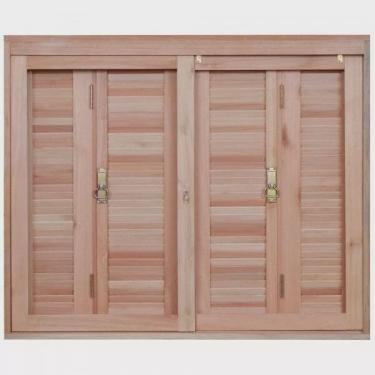 Imagem de Janela de Madeira Veneziana 100x120cm Com Caixilho 12cm ewk 260 Rondosul