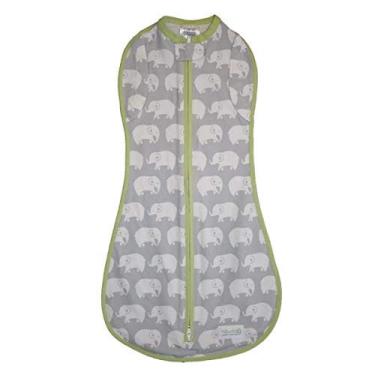 Imagem de Woombie Convertible Baby Swaddle Cobertor, Converte para Wearable Blanket para bebês até 3 meses, Stardust Elephant, 5-13 lbs, cinza