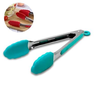 Imagem de Pinça Pegador Culinário Silicone 30 Cm Multiuso Inox Fritura Verde - M