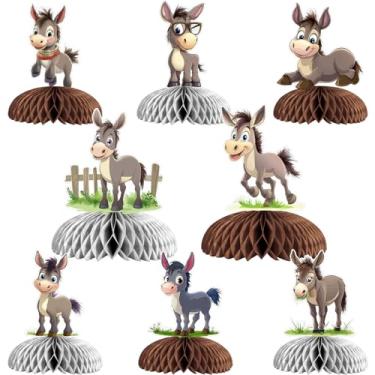 Imagem de Funmemoir Donkey Party Decorations - 8PCS Donkey Party Honeycomb Centerpieces, Donkey Baby Shower Birthday Party Decorations, Barnyard Farm Zoo Animal Party Table Decorations