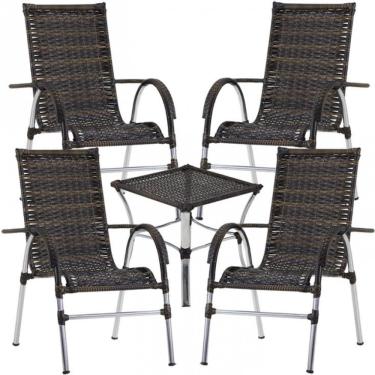 Imagem de 4 Cadeiras Vênus e Mesa Garden Área Externa Trama