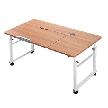 Imagem de Mesa de cama, mesa com rodinhas para cama, altura e comprimento ajustáveis, mesa inclinável com 8 ângulos ajustáveis, para casa, quarto, escritório, hospital
