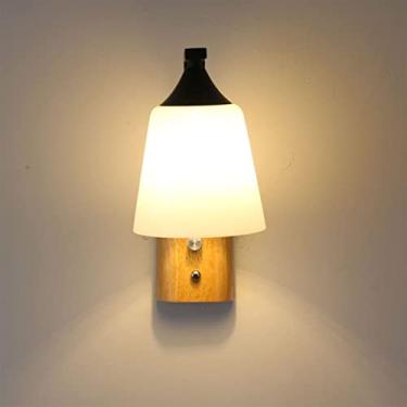 Imagem de HOSETEON Arandela de parede em V, luminária de parede interna em V, luminária de parede europeia em V, arandela de parede de madeira retrô, E27 industrial com persianas de vidro retrô, luminária de