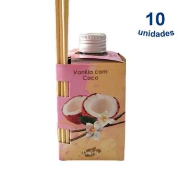 Imagem de Kit 10 Aromatizador de Ambiente Vanilla e Coco 280ml Difusor Vareta Se