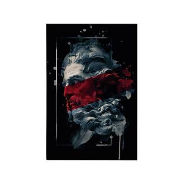 Imagem de Quadro Decorativo Canvas Estátua Grega Cinza Vermelho Sala - Bazar dos