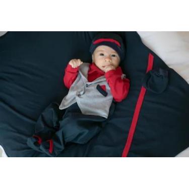 Imagem de Kit Saída Maternidade Menino Azul Vermelho Cinza Com Colete - Pitu bab