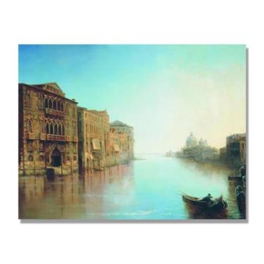 Imagem de Lev Lagorio Prints. Pintura de arte de parede paisagem marítima. Pôster de reprodução de impressões em tela de paisagem para decoração de casa. (Paisagem 14). 30 x 40 cm-11,8 x 15,7 pol. Somente tela