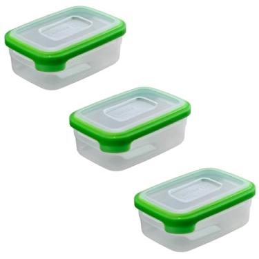 Imagem de Conjunto 3 Potes Plásticos Marmita 500ml Transparente,Vedação e BPA Free (Verde)