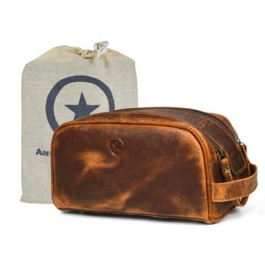 Imagem de Bolsa de viagem para higiene pessoal Aaron Leather Goods Premium Leath