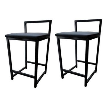 Imagem de Kit 2 Banqueta Baixa Quadrada Industrial Cozinha Balcão Bar - Moveraço