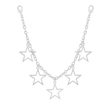 Imagem de HAQUIL 2 peças de corrente de metal punk gótica com pingente de estrela, correntes de elos de estrelas, pingentes de cadarços, correntes de pingente de renda, acessórios para calçados, Free size