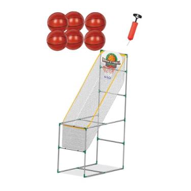 Imagem de menolana Crianças de jogo de basquete de arcade define brinquedos esportivos removíveis argola único com baile meninos garotas durabilidade e fácil assembly, com 6 Bola, 1.53m