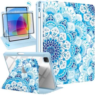 Imagem de Uppuppy Capa para iPad Air de 5ª/4ª geração 10,9, capa para iPad Pro de 11 polegadas, capa feminina para meninas, capa fólio, suporte para lápis, feminino, fofo, design bonito, suporte giratório para Apple iPad Air 5/4 (2022/2020)/Pro 11 polegadas