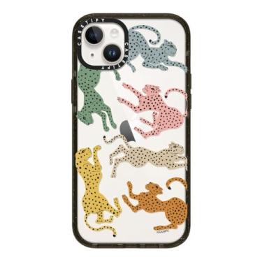 Imagem de CASETiFY Capa Impact para iPhone 14 Plus [fina/2,5 m. Proteção contra quedas de grau militar 4X/compatível com carregamento sem fio] - Cheetah arco-íris - preto transparente
