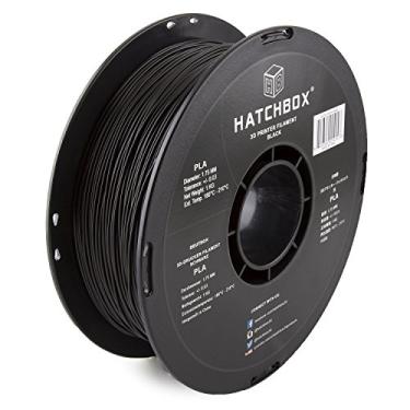 Imagem de HATCHBOX Filamento de impressora 3D PLA preto de 1,75 mm, carretel de 1 kg, precisão dimensional +/- 0,03 mm, filamento de impressão 3D