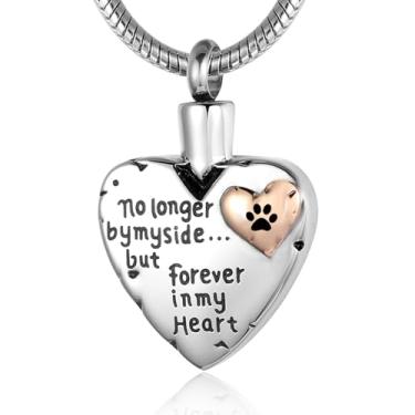 Imagem de RIMZVIUX Colar de urna para cinzas de aço inoxidável, joia de lembrança de cremação para mulheres - No Longer By My Side Forever in My Heart, N, Aço inoxidável, Sem Pedra Preciosa
