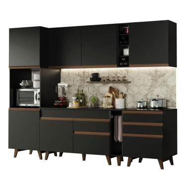 Imagem de Cozinha Completa Madesa Reims Com Armário E Balcão Preto
