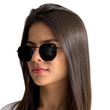 Imagem de Óculos de sol Hexagonal Preto Finoti Feminino Masculino UV400, Preto