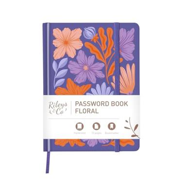 Imagem de Rileys & Co. Livro de senhas com abas alfabéticas, guarda senhas, livros de senhas para idosos, caderno de senhas para login na Internet, site, nome de usuário (20 x 15 cm, roxo - floral)