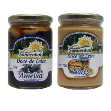 Imagem de Doce de Leite Cremoso Pastoso - 1 com Ameixa + 1 com Nozes 420g cada - Fazenda Sonnenhof