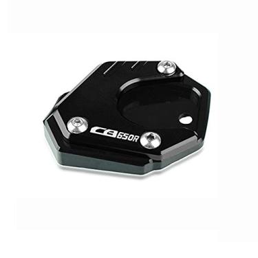 Imagem de Acc-Creativity Suporte de pé de motocicleta com ampliador lateral para placa de extensão compatível com HONDA CB650R CBR650R 2019-2020 (preto)