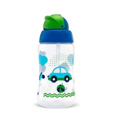 Imagem de Copo lolly viva com canudo de silicone retrátil 330ml azul desmontável